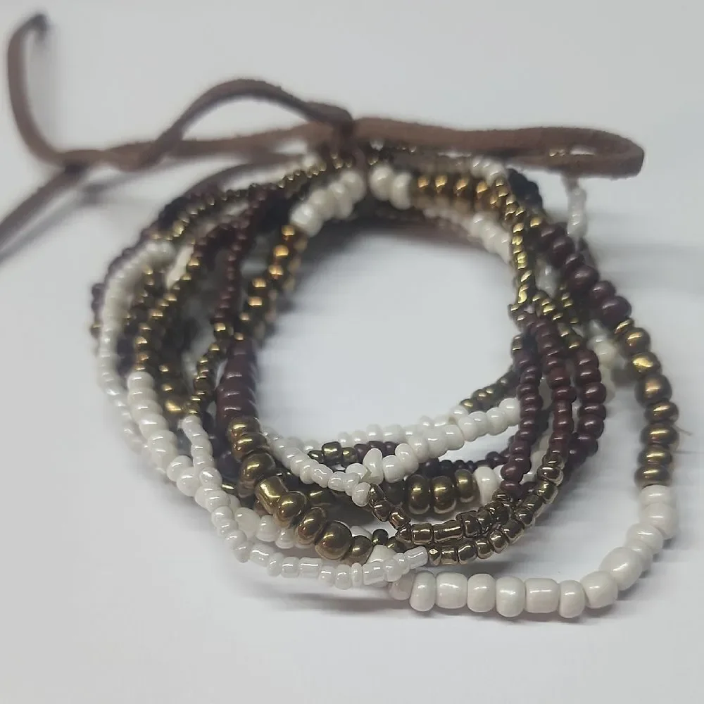 Multicolor Beaded Bracelets white brown